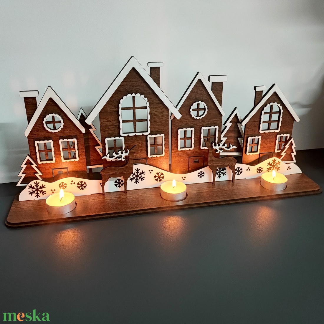 Karácsonyi falucska gyertyatartóval -  - Meska.hu
