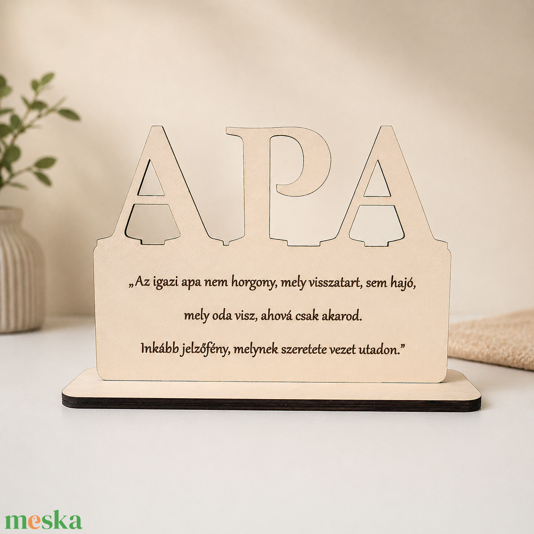 APA idézetes fa dekoráció - otthon & életmód - dekoráció - asztal és polc dekoráció - asztaldísz - Meska.hu