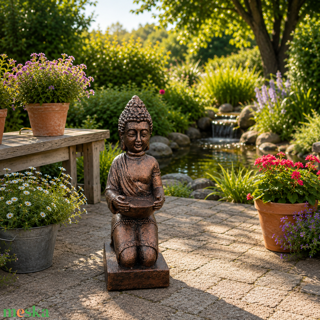 Beton Buddha szobor mécsestartóval  - otthon & életmód - ház & kert - kerti dísz - Meska.hu