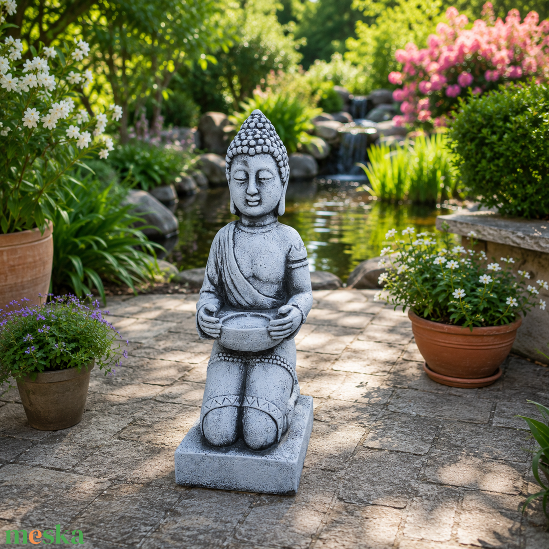Beton Buddha szobor mécsestartóval  - otthon & életmód - ház & kert - kerti dísz - Meska.hu