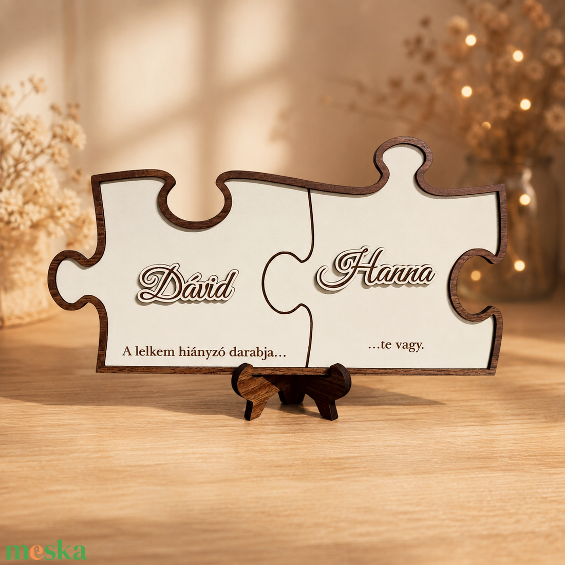 Személyre szabott puzzle páros tábla - otthon & életmód - dekoráció - asztal és polc dekoráció - gravírozott táblák - Meska.hu
