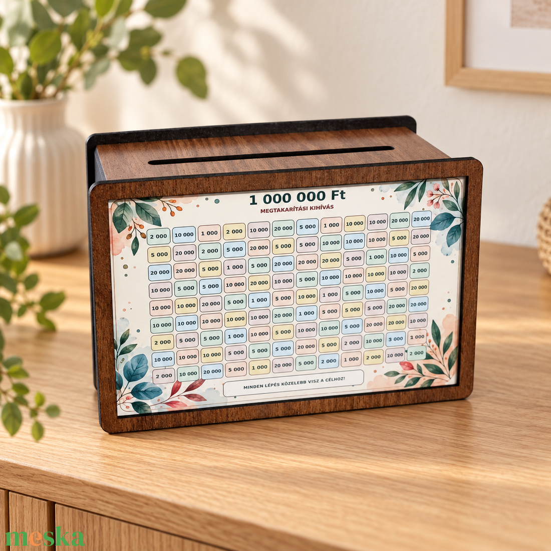 1 millió forintos megtakarítási kihívás � fa persely - otthon & életmód - dekoráció - asztal és polc dekoráció - persely - Meska.hu