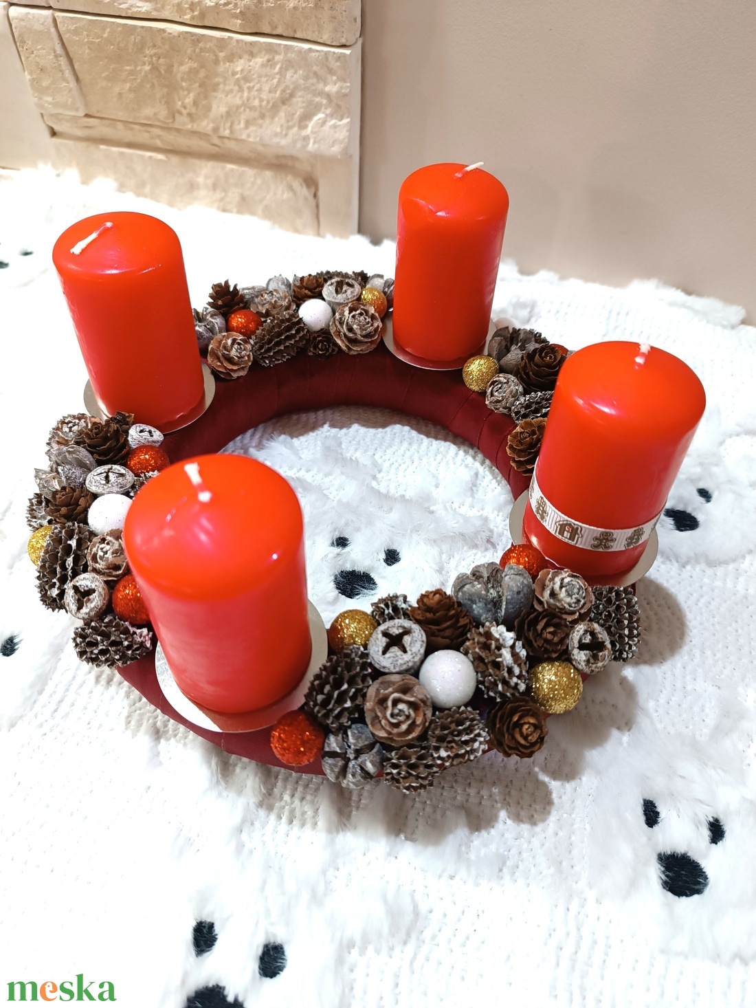 Piros adventi koszorú, asztaldísz  - karácsony - adventi díszek - adventi koszorú - Meska.hu Piros adventi koszorú, asztaldísz  - karácsony - adventi díszek - adventi koszorú - Meska.hu