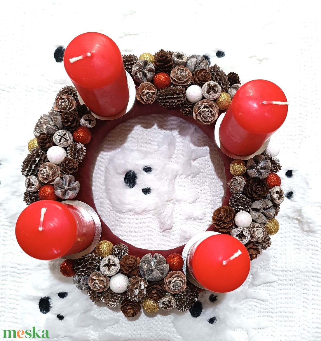 Piros adventi koszorú, asztaldísz  - karácsony - adventi díszek - adventi koszorú - Meska.hu Piros adventi koszorú, asztaldísz  - karácsony - adventi díszek - adventi koszorú - Meska.hu