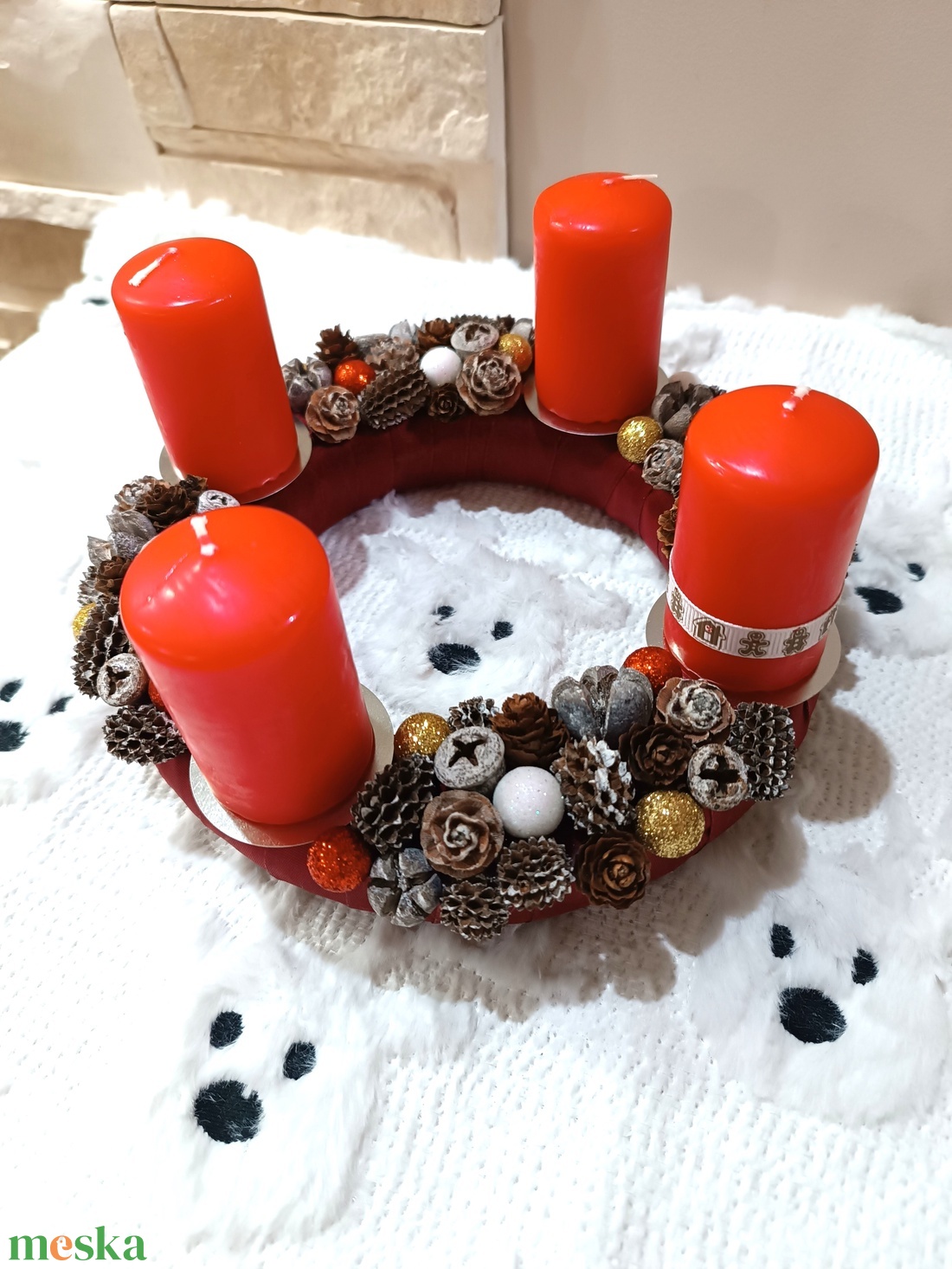 Piros adventi koszorú, asztaldísz  - karácsony - adventi díszek - adventi koszorú - Meska.hu Piros adventi koszorú, asztaldísz  - karácsony - adventi díszek - adventi koszorú - Meska.hu