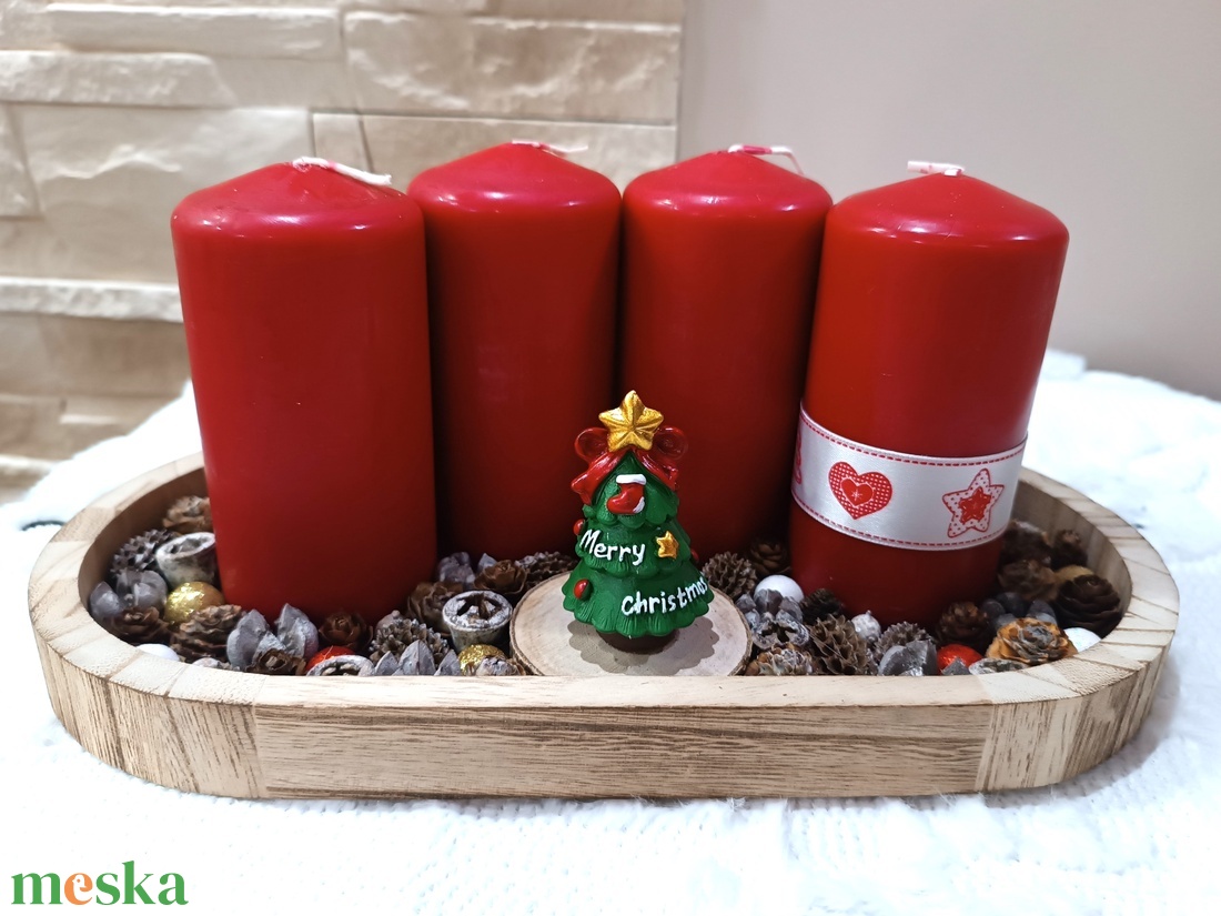 Közepes méretű piros adventi koszorú kis fenyőfával - karácsony - adventi díszek - adventi koszorú - Meska.hu Közepes méretű piros adventi koszorú kis fenyőfával - karácsony - adventi díszek - adventi koszorú - Meska.hu
