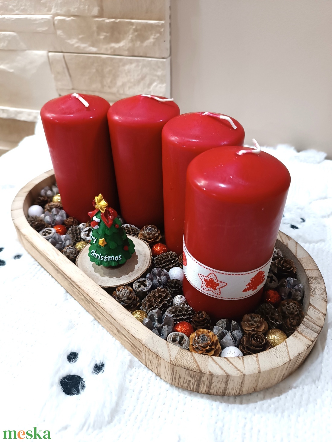 Közepes méretű piros adventi koszorú kis fenyőfával - karácsony - adventi díszek - adventi koszorú - Meska.hu Közepes méretű piros adventi koszorú kis fenyőfával - karácsony - adventi díszek - adventi koszorú - Meska.hu