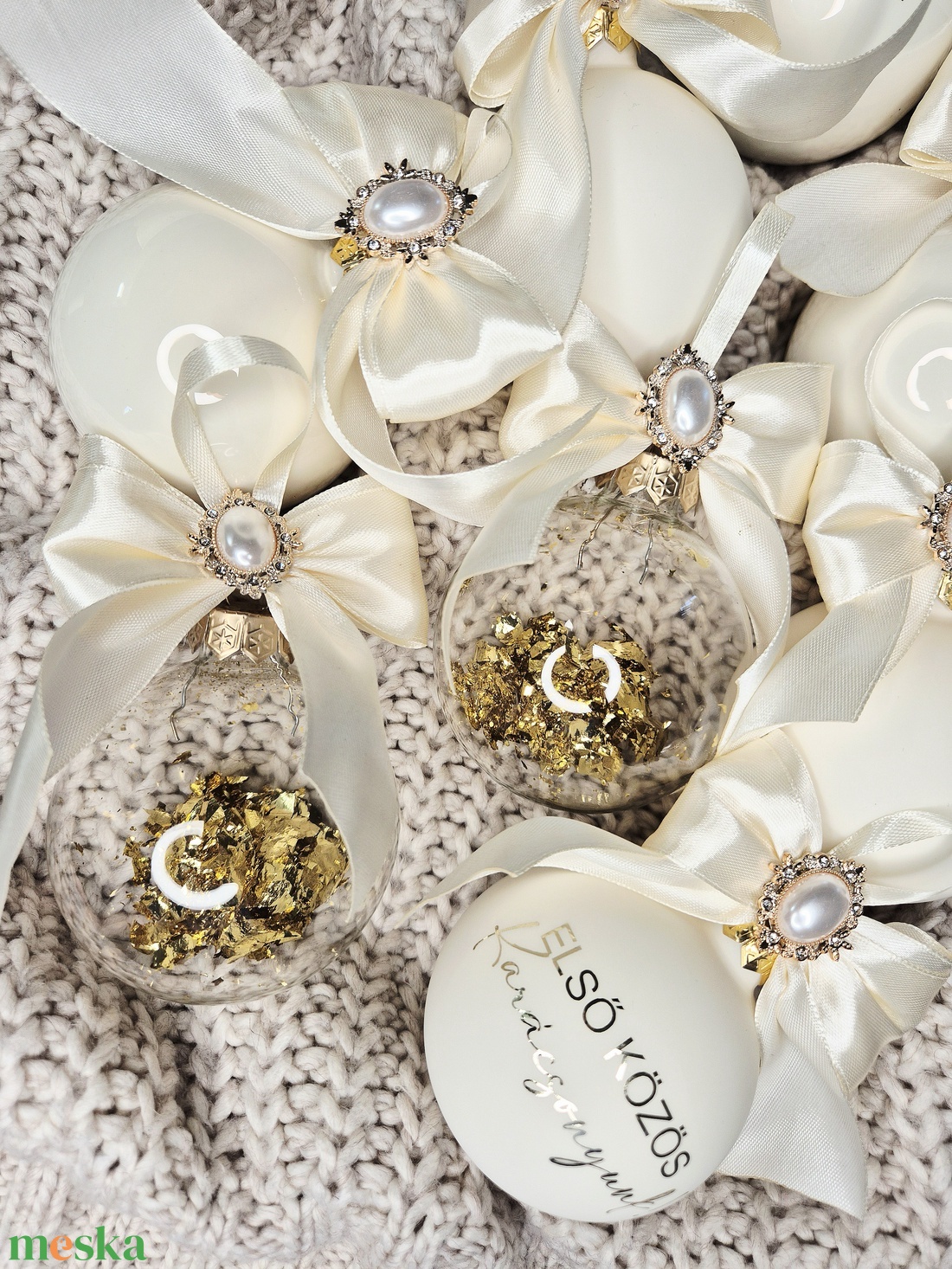 Karácsonyfa gömb brossal csomagban -6 db-os - karácsony - karácsonyi lakásdekoráció - karácsonyfadíszek - Meska.hu