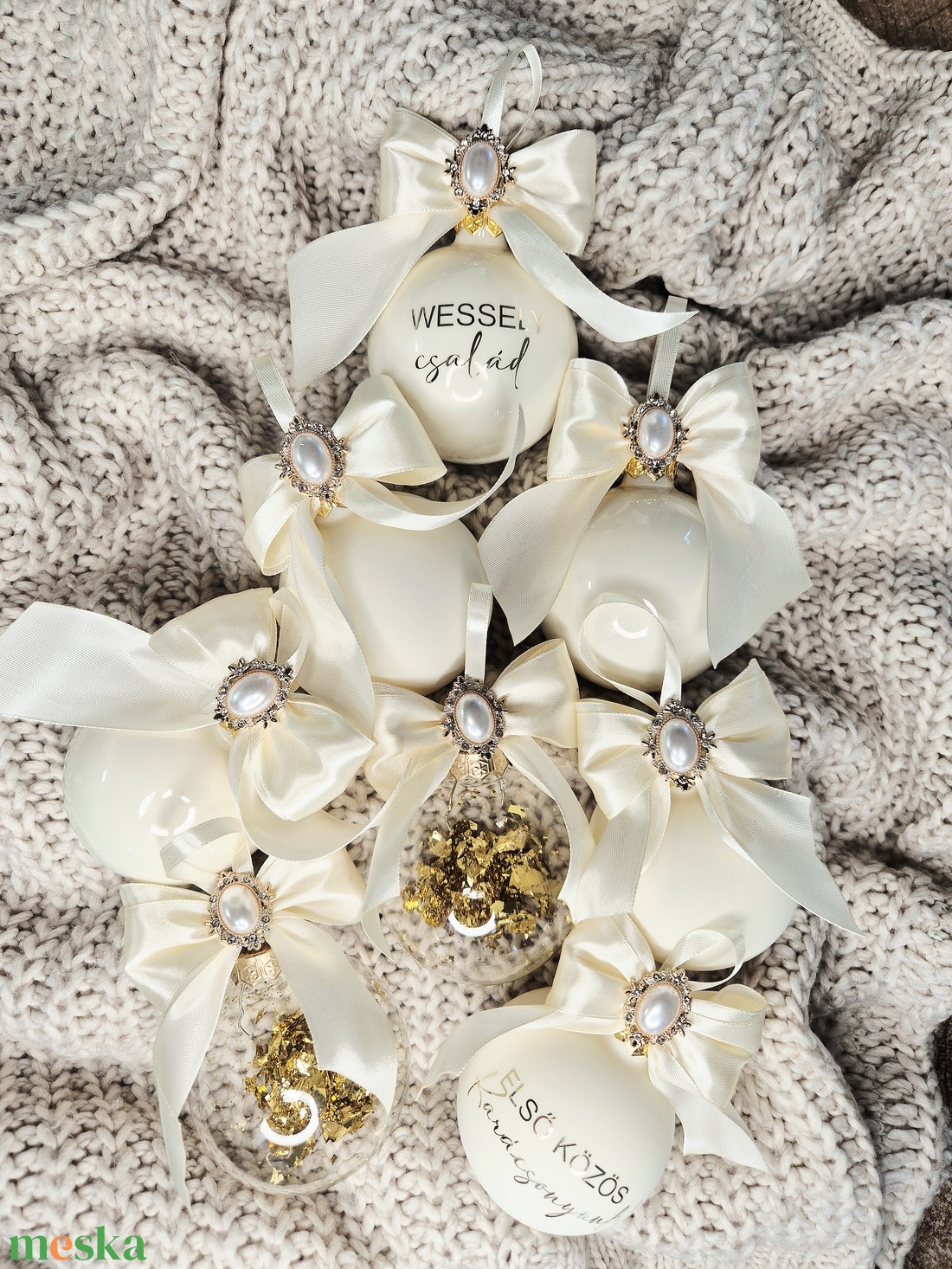 Karácsonyfa gömb brossal csomagban -6 db-os - karácsony - karácsonyi lakásdekoráció - karácsonyfadíszek - Meska.hu