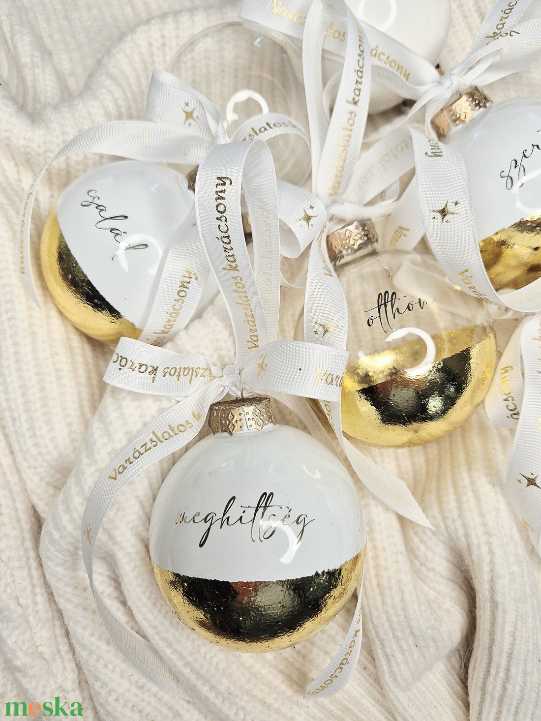 Aranyozott karácsonyfa gömb csomag-6 db-os - karácsony - karácsonyi lakásdekoráció - karácsonyfadíszek - Meska.hu