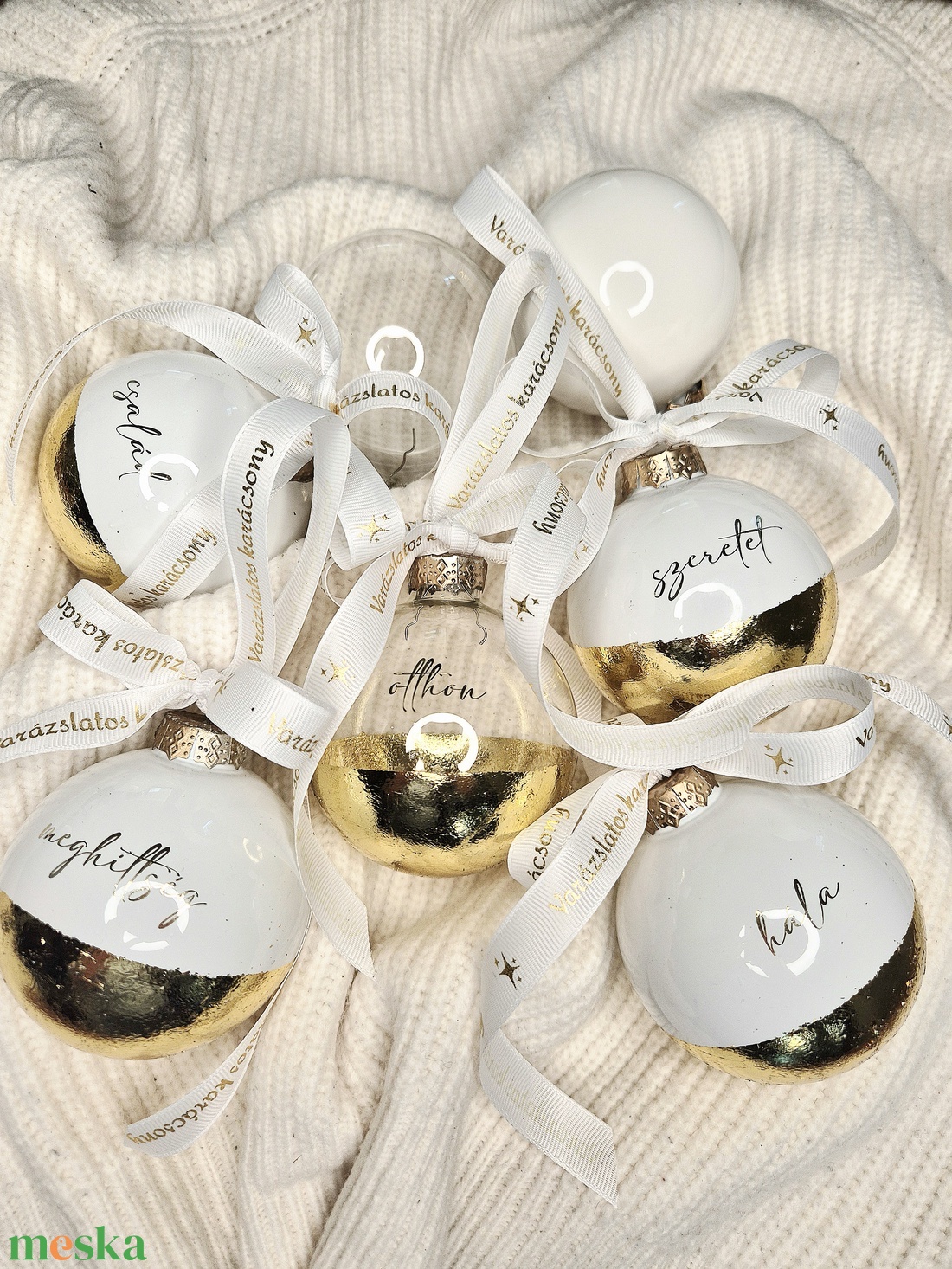 Aranyozott karácsonyfa gömb csomag-6 db-os - karácsony - karácsonyi lakásdekoráció - karácsonyfadíszek - Meska.hu