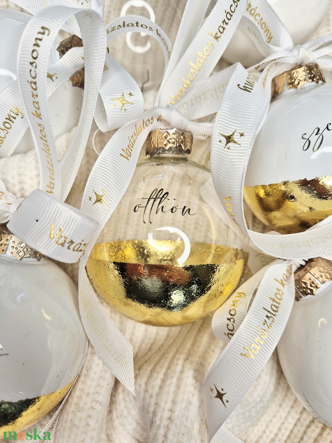 Aranyozott karácsonyfa gömb csomag-6 db-os - karácsony - karácsonyi lakásdekoráció - karácsonyfadíszek - Meska.hu