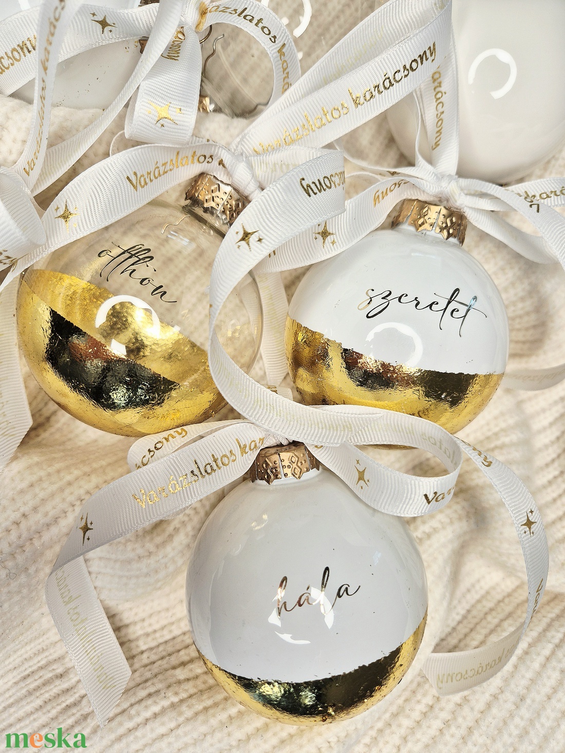 Aranyozott karácsonyfa gömb csomag-6 db-os - karácsony - karácsonyi lakásdekoráció - karácsonyfadíszek - Meska.hu