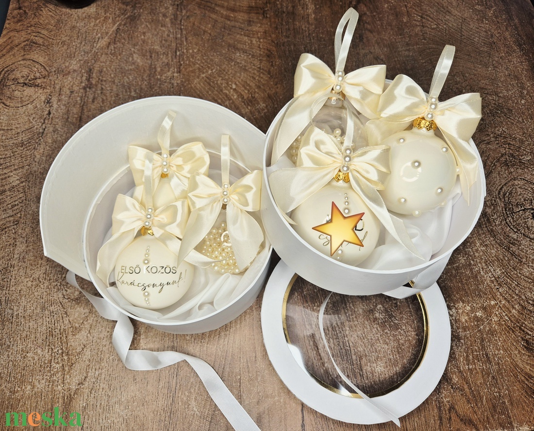 Gyöngyös karácsonyfa gömb csomag-6 dbos - karácsony - karácsonyi lakásdekoráció - karácsonyfadíszek - Meska.hu