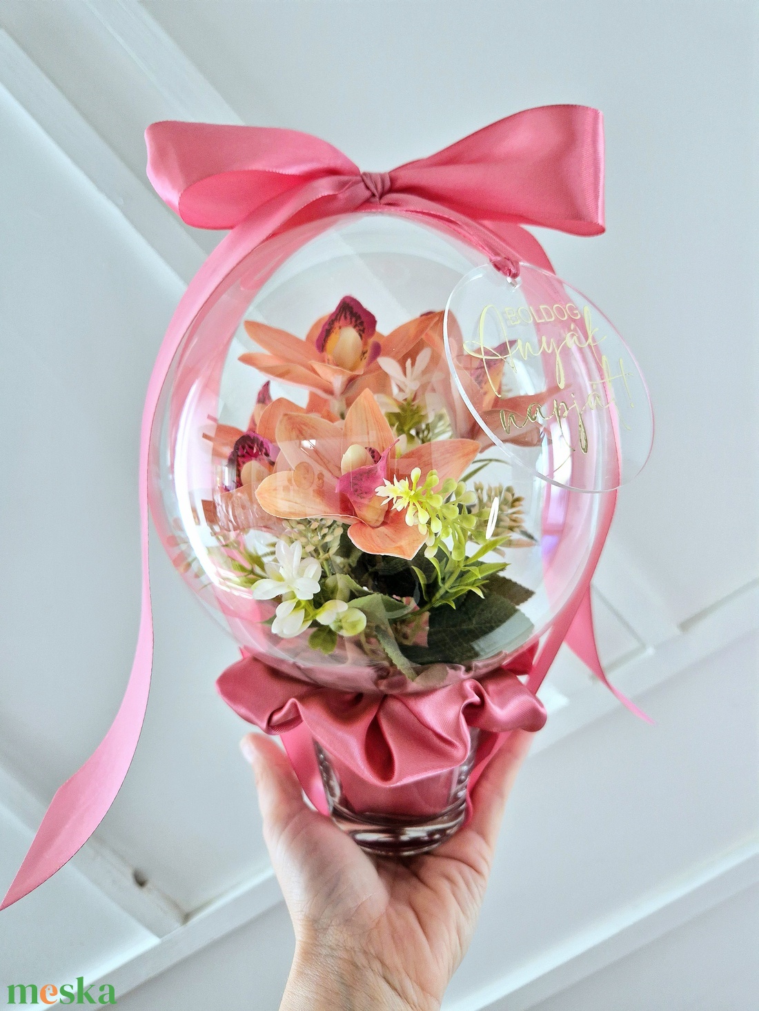 Mini csokros ochidás léggömbcsokor - otthon & életmód - virágdekoráció - virágok - virágcsokor - Meska.hu