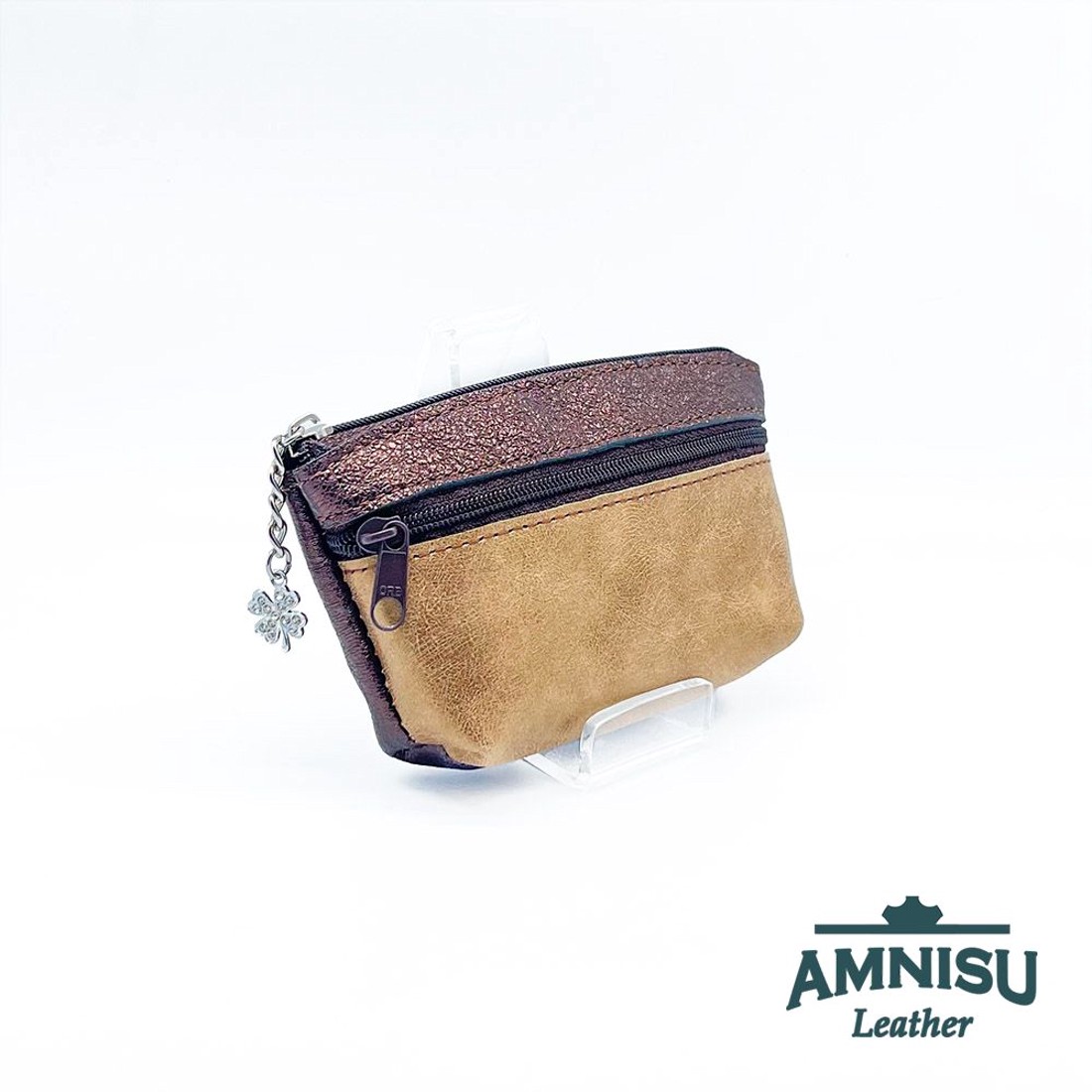 Sötétbarna - sötét arany kettő cipzáras kulcstartó B9001 - táska & tok - kulcstartó & táskadísz - kulcstartó - Meska.hu