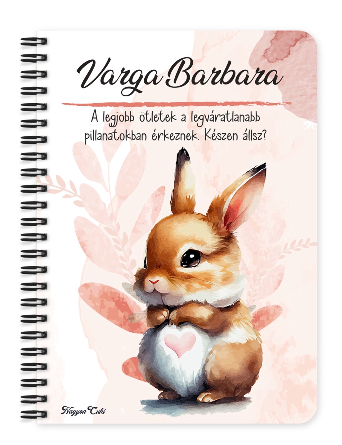 Személyre szabható - Szíves pocakú nyuszika mintás A6-os füzet - otthon & életmód - papír, írószer - jegyzetfüzet & napló - Meska.hu