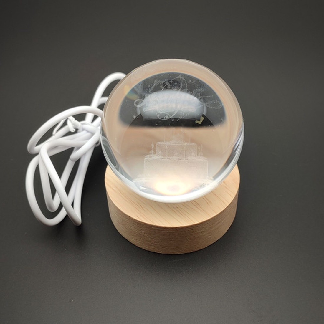 Torta üveg gömb hangulatlámpa USB fénnyel 6 cm - kellékek & szerszámok - ásvány alapanyag - Meska.hu