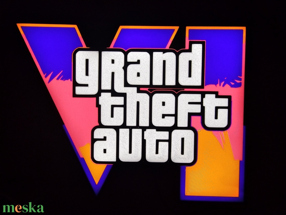 GTA VI 3D nyomtatott falidekoráció - otthon & életmód - lámpa - hangulatlámpa - Meska.hu
