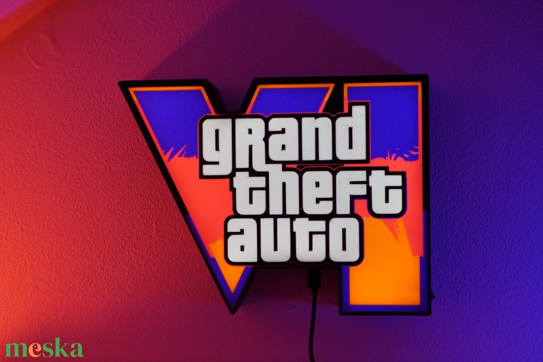GTA VI 3D nyomtatott falidekoráció - otthon & életmód - lámpa - hangulatlámpa - Meska.hu