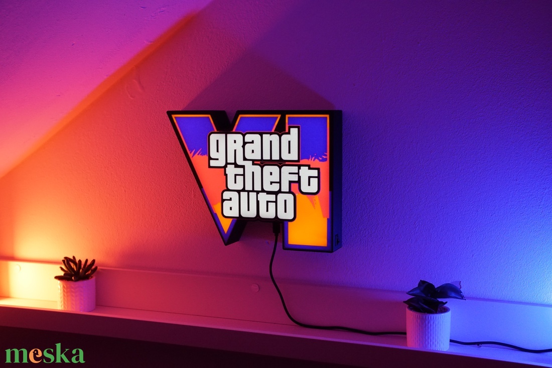 GTA VI 3D nyomtatott falidekoráció - otthon & életmód - lámpa - hangulatlámpa - Meska.hu