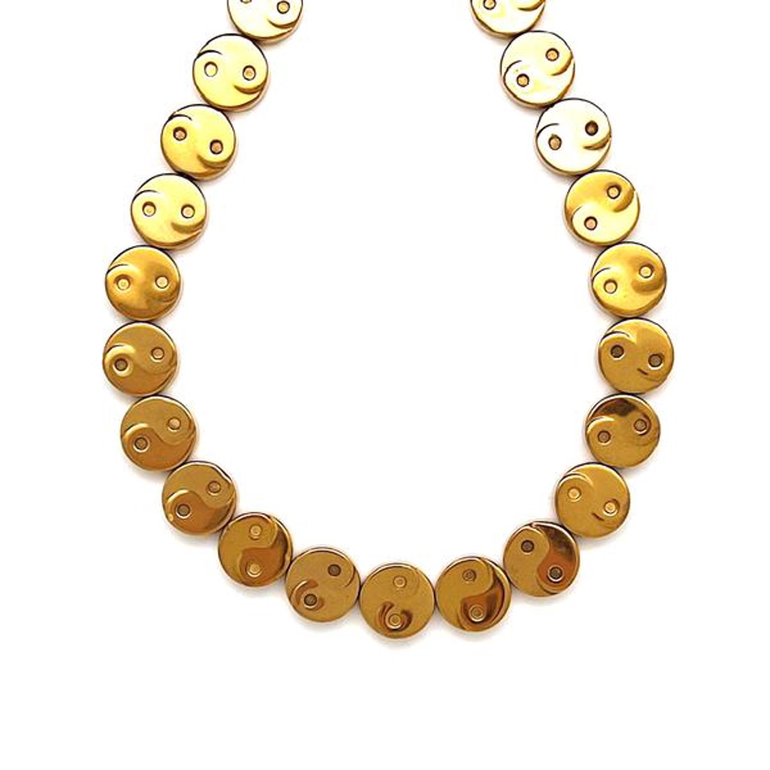 Hematit szin arany yin yang korong 10mm - kellékek & szerszámok - ásvány alapanyag - ásványfüzér - Meska.hu