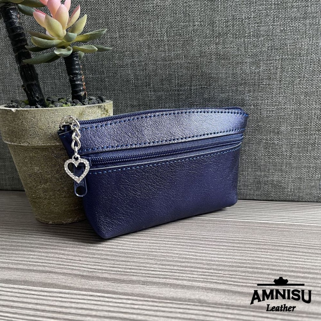 Metál sötétkék kettő cipzáras kulcstartó B6012 - táska & tok - kulcstartó & táskadísz - kulcstartó - Meska.hu