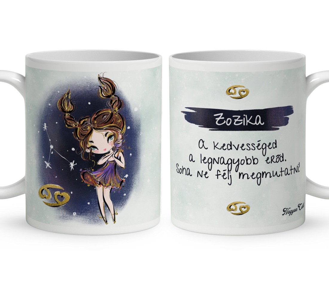 Személyre szabható - Barna hajú Csini Rák lány mintás bögre - otthon & életmód - konyhafelszerelés, tálalás - tálalás - bögre & csésze - Meska.hu