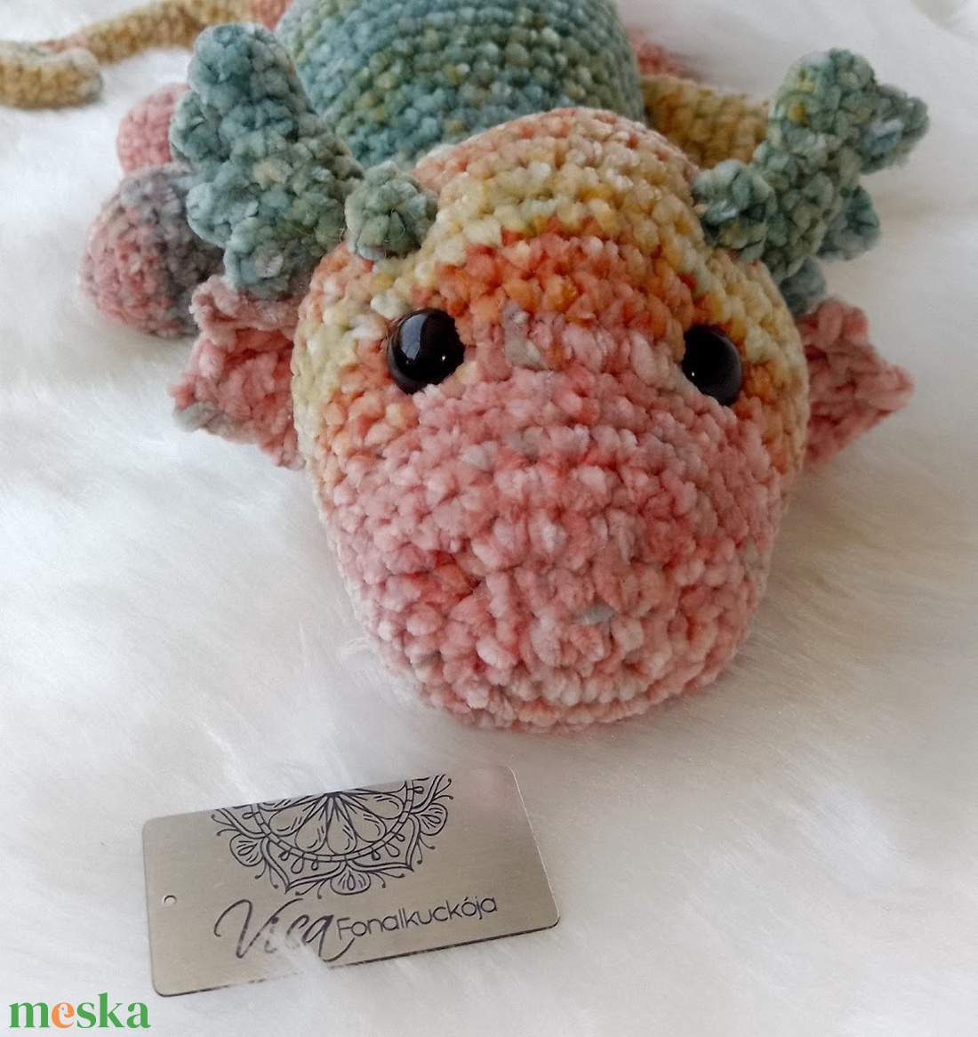 Horgolt plüss sárkány - játék & sport - plüssállat & játékfigura - plüss sárkány - Meska.hu