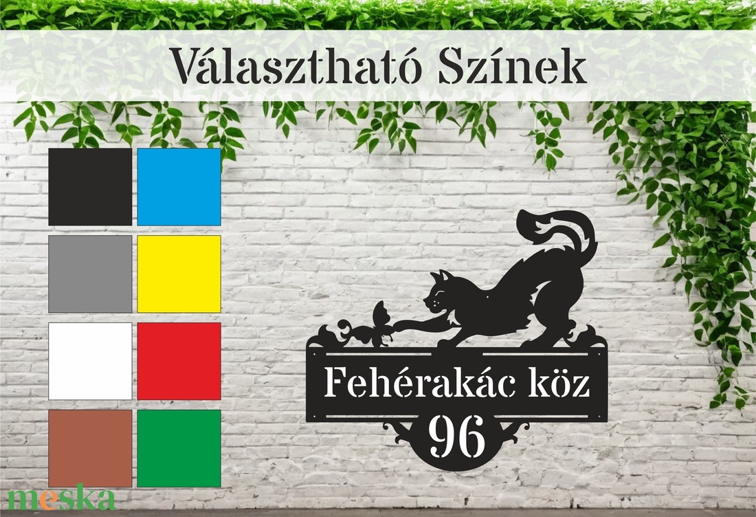 Házszám tábla - PL15 - Macska - otthon & életmód - ház & kert - házszám - Meska.hu