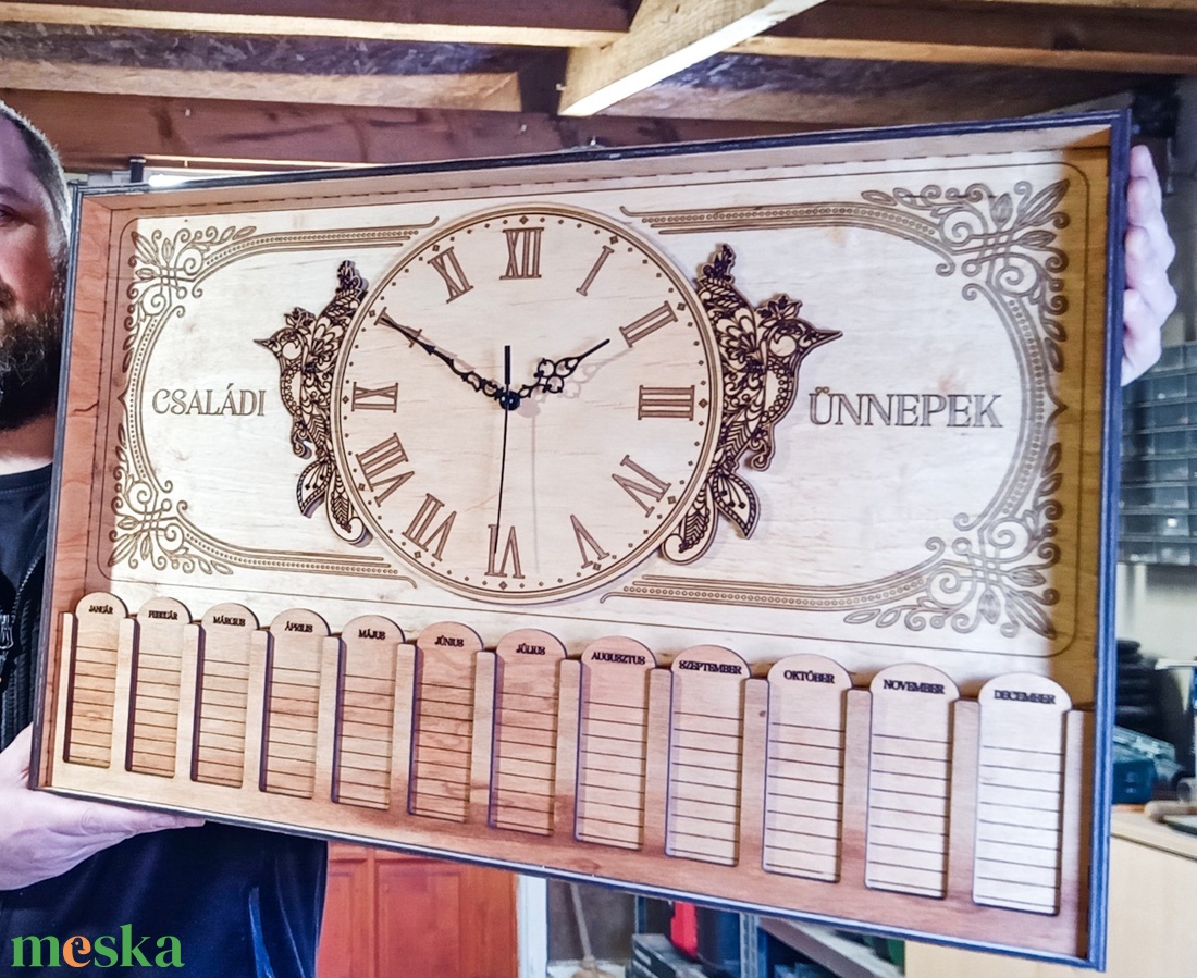 Családi öröknaptár - órával - otthon & életmód - dekoráció - fali és függő dekoráció - falinaptár & öröknaptár - Meska.hu