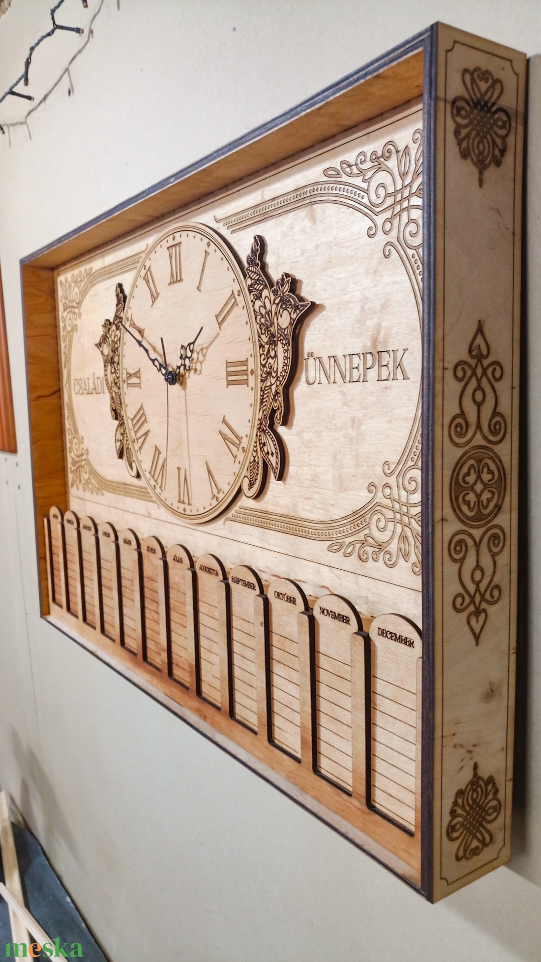 Családi öröknaptár - órával - otthon & életmód - dekoráció - fali és függő dekoráció - falinaptár & öröknaptár - Meska.hu