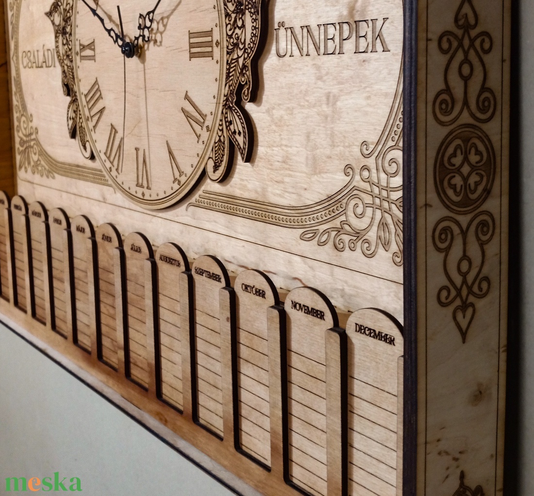 Családi öröknaptár - órával - otthon & életmód - dekoráció - fali és függő dekoráció - falinaptár & öröknaptár - Meska.hu