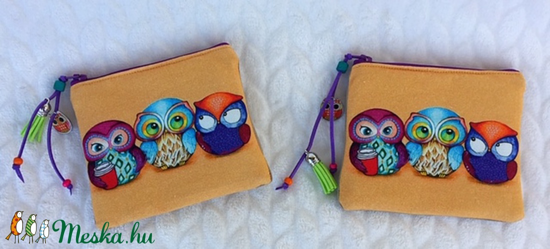 Baglyos pici neszesszer bőr háttal -  - Meska.hu