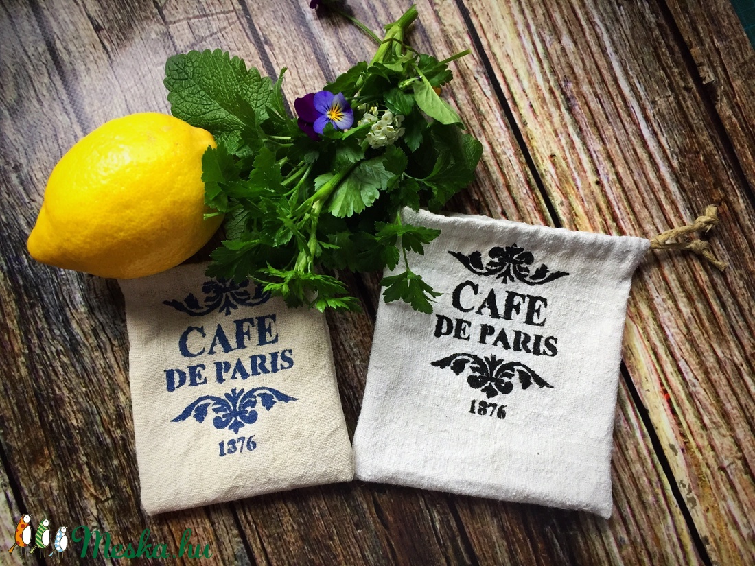 CAFE DE PARIS-Kendervászon mini zsák - táska & tok - bevásárlás & shopper táska - shopper, textiltáska, szatyor - Meska.hu CAFE DE PARIS-Kendervászon mini zsák - táska & tok - bevásárlás & shopper táska - shopper, textiltáska, szatyor - Meska.hu