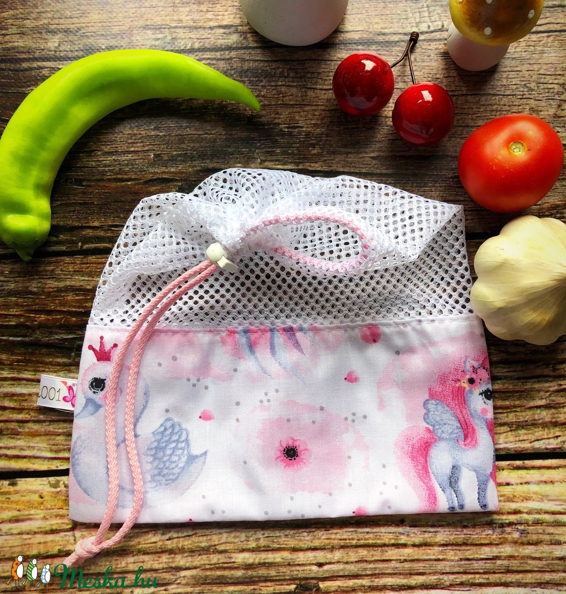 Unikornis öko zsák - táska & tok - bevásárlás & shopper táska - zöldség/gyümölcs zsák - Meska.hu