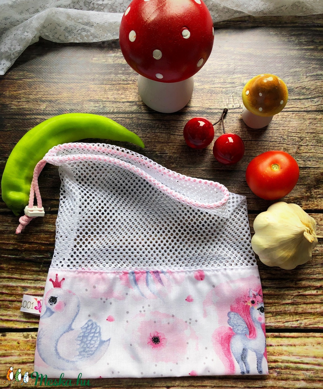 Unikornis öko zsák - táska & tok - bevásárlás & shopper táska - zöldség/gyümölcs zsák - Meska.hu