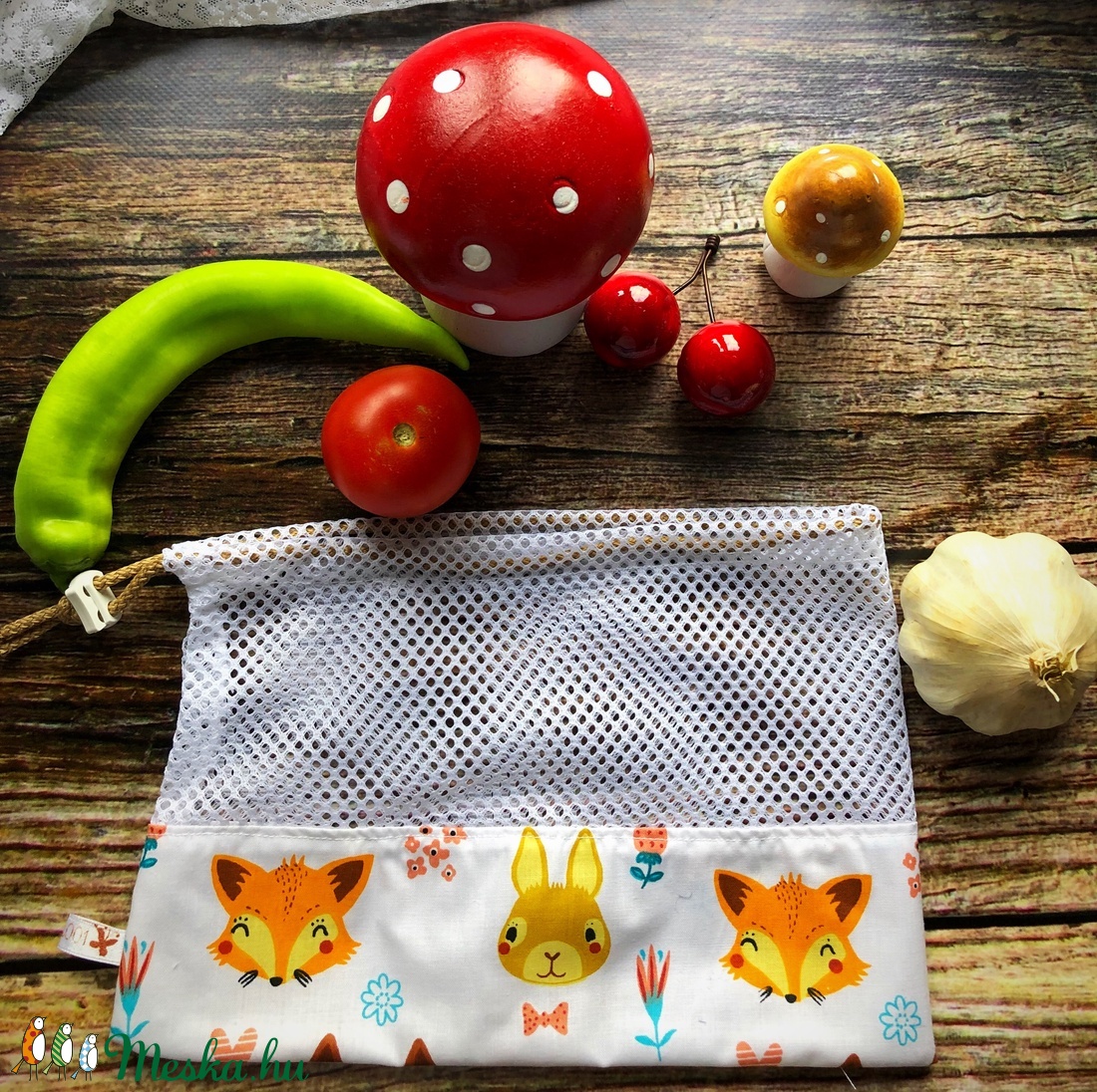 Erdei állatos öko zsák - táska & tok - bevásárlás & shopper táska - zöldség/gyümölcs zsák - Meska.hu