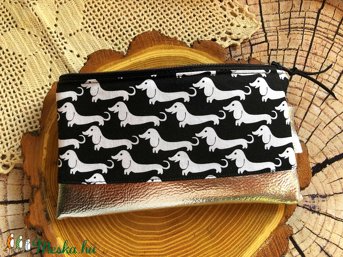 Tacskós pamutvászon és textilbőr neszesszer-tolltartó - táska & tok - neszesszer - Meska.hu