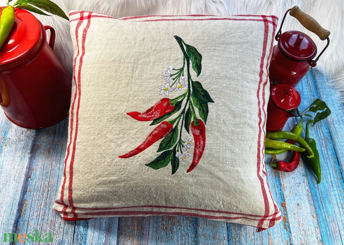 Paprika párna-Kendervászon hímzett díszpárna - otthon & életmód - lakástextil - párna & párnahuzat - Meska.hu Paprika párna-Kendervászon hímzett díszpárna - otthon & életmód - lakástextil - párna & párnahuzat - Meska.hu