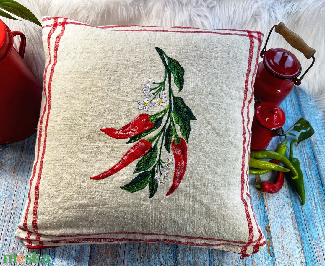 Paprika párna-Kendervászon hímzett díszpárna - otthon & életmód - lakástextil - párna & párnahuzat - Meska.hu Paprika párna-Kendervászon hímzett díszpárna - otthon & életmód - lakástextil - párna & párnahuzat - Meska.hu