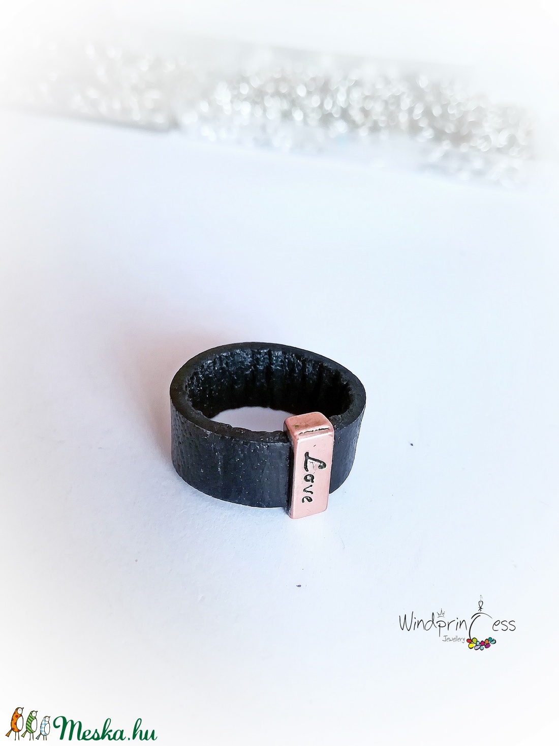 Bőr gyűrű réz dísszel - ékszer - gyűrű - kerek gyűrű - Meska.hu