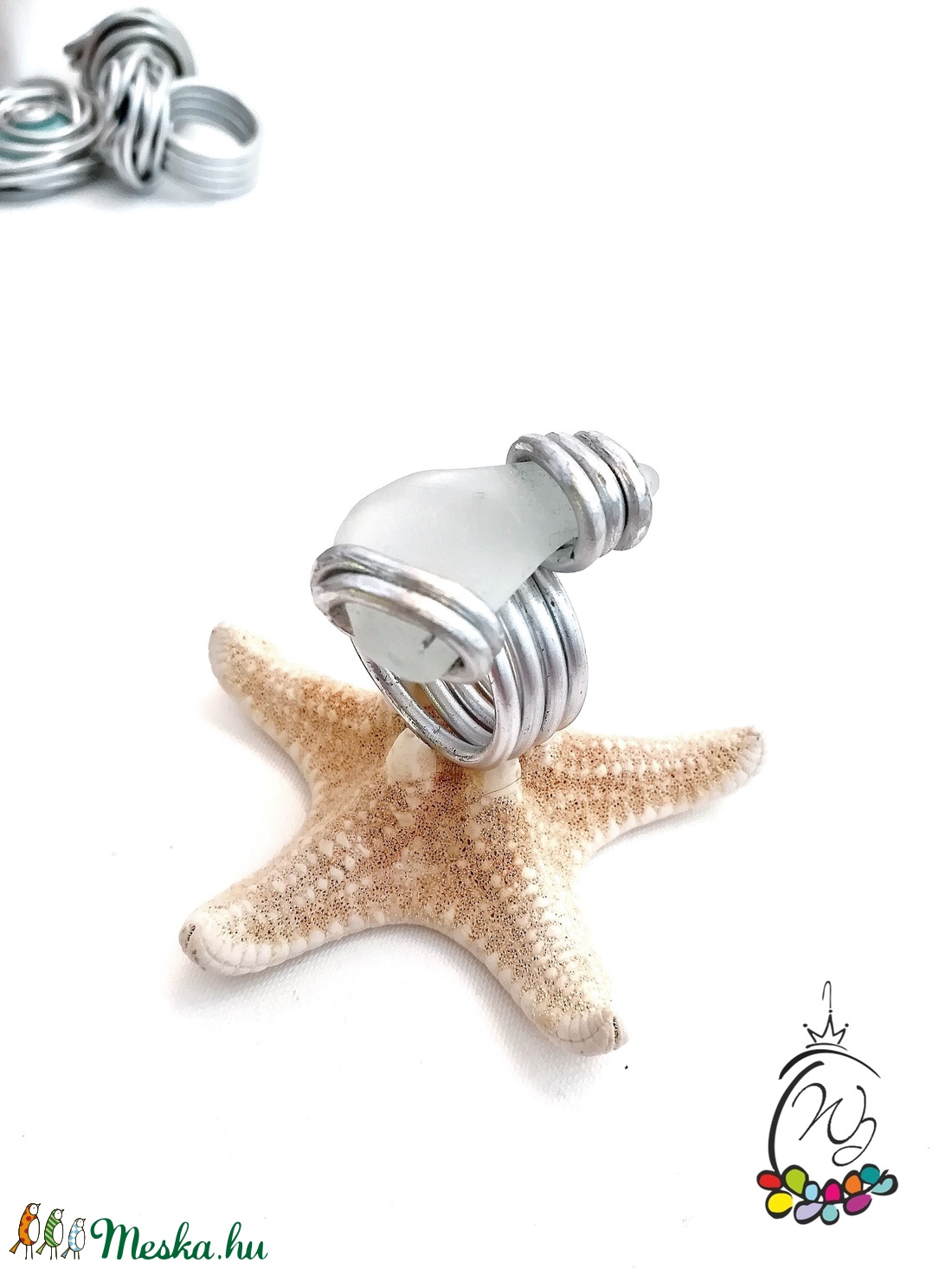 Statement gyűrük , sea glass( tengeri üveg) - ékszer - gyűrű - figurális gyűrű - Meska.hu