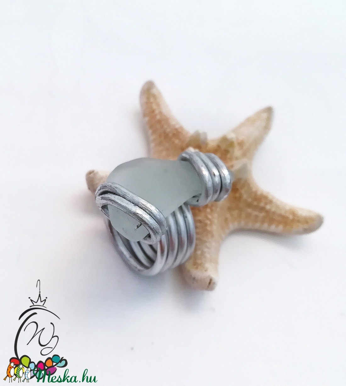 Statement gyűrük , sea glass( tengeri üveg) - ékszer - gyűrű - figurális gyűrű - Meska.hu