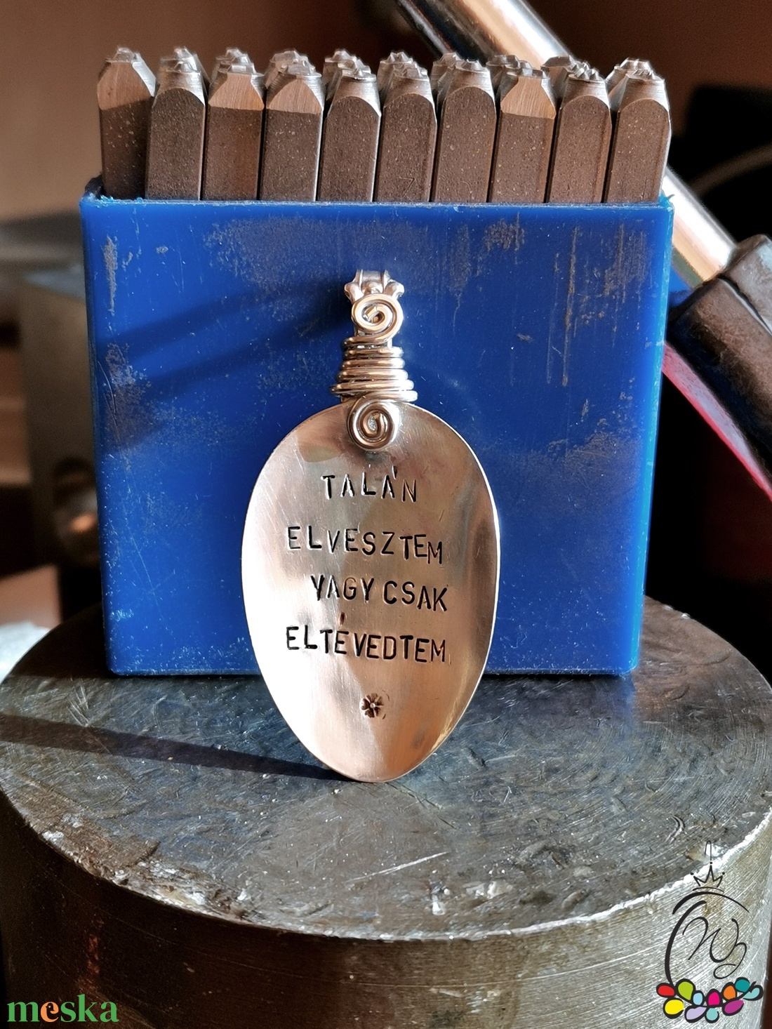 Feliratos  ékszerek, kanál medál - ékszer - fülbevaló - lógó fülbevaló - Meska.hu
