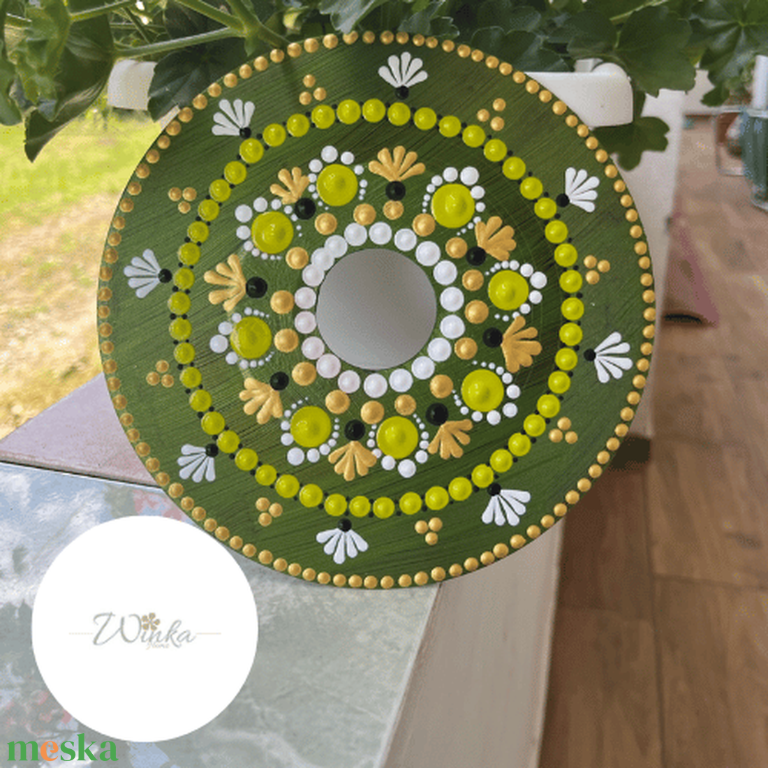 Zöld mandala - művészet - festmény - akril - Meska.hu Zöld mandala - művészet - festmény - akril - Meska.hu