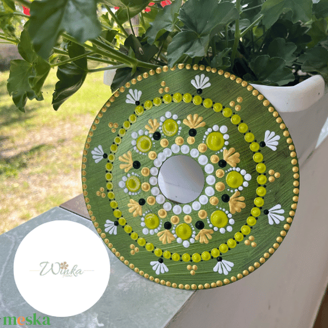 Zöld mandala - művészet - festmény - akril - Meska.hu Zöld mandala - művészet - festmény - akril - Meska.hu