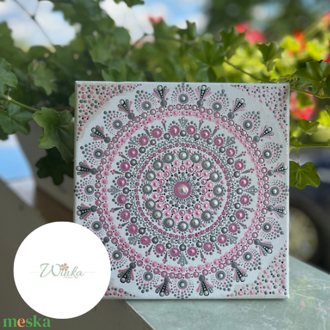 Rózsaszín- ezüst pontfestett falikép - otthon & életmód - dekoráció - spiritualitás - mandala - Meska.hu Rózsaszín- ezüst pontfestett falikép - otthon & életmód - dekoráció - spiritualitás - mandala - Meska.hu