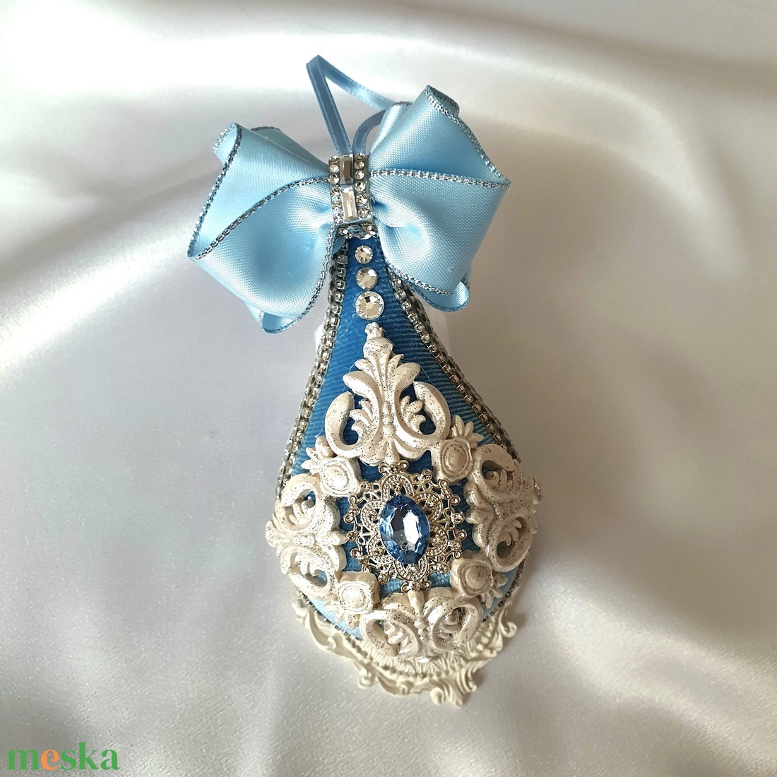 Egyedi kézműves kék bársony karácsonyfadísz készlet � 5 tündéres forma, tökéletes karácsonyi ajándék - karácsony - karácsonyi lakásdekoráció - karácsonyfadíszek - Meska.hu