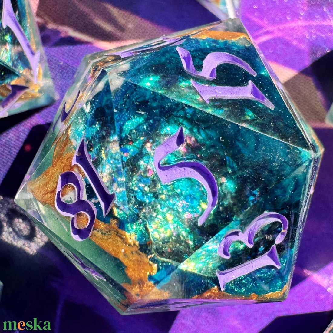 [Emerald] - 7 darabos kocka készlet - játék & sport - táblajáték és kártyajáték - társasjátékok - Meska.hu